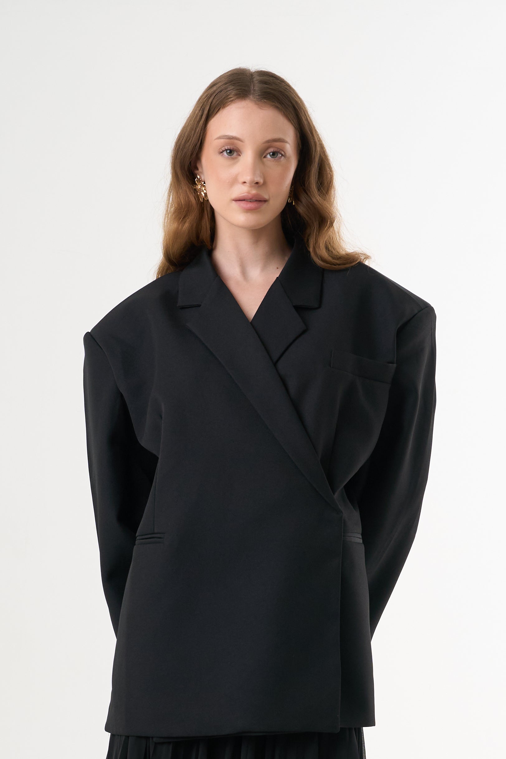 Boxy Oversized Blazer - Black