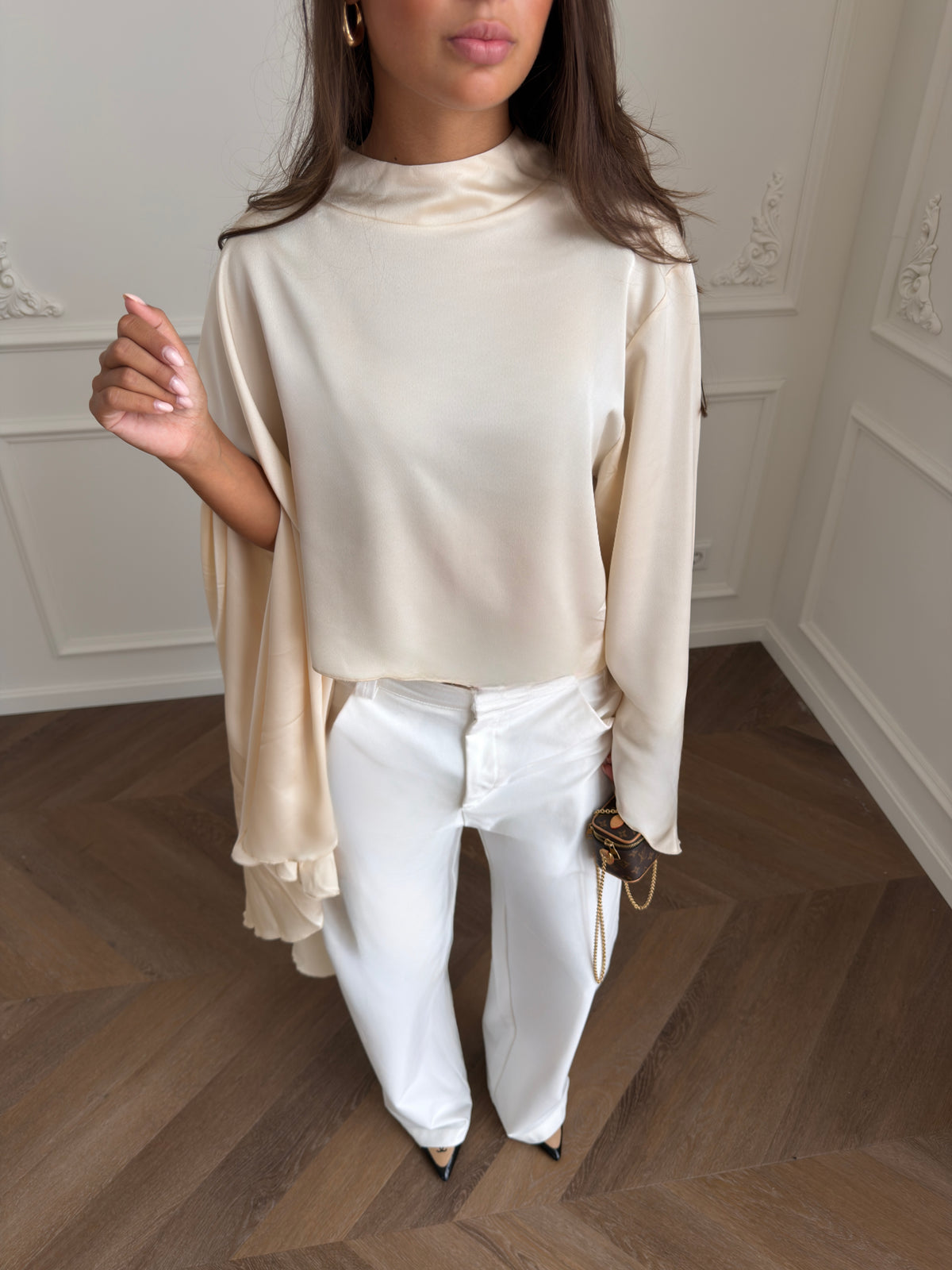 Asymmetric Drape Top - Beige