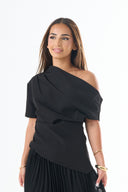 Asymmetrical Draped Top – Black