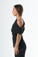 Asymmetrical Draped Top – Black