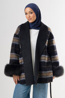 Autumn Muse Wrap Coat - Navy