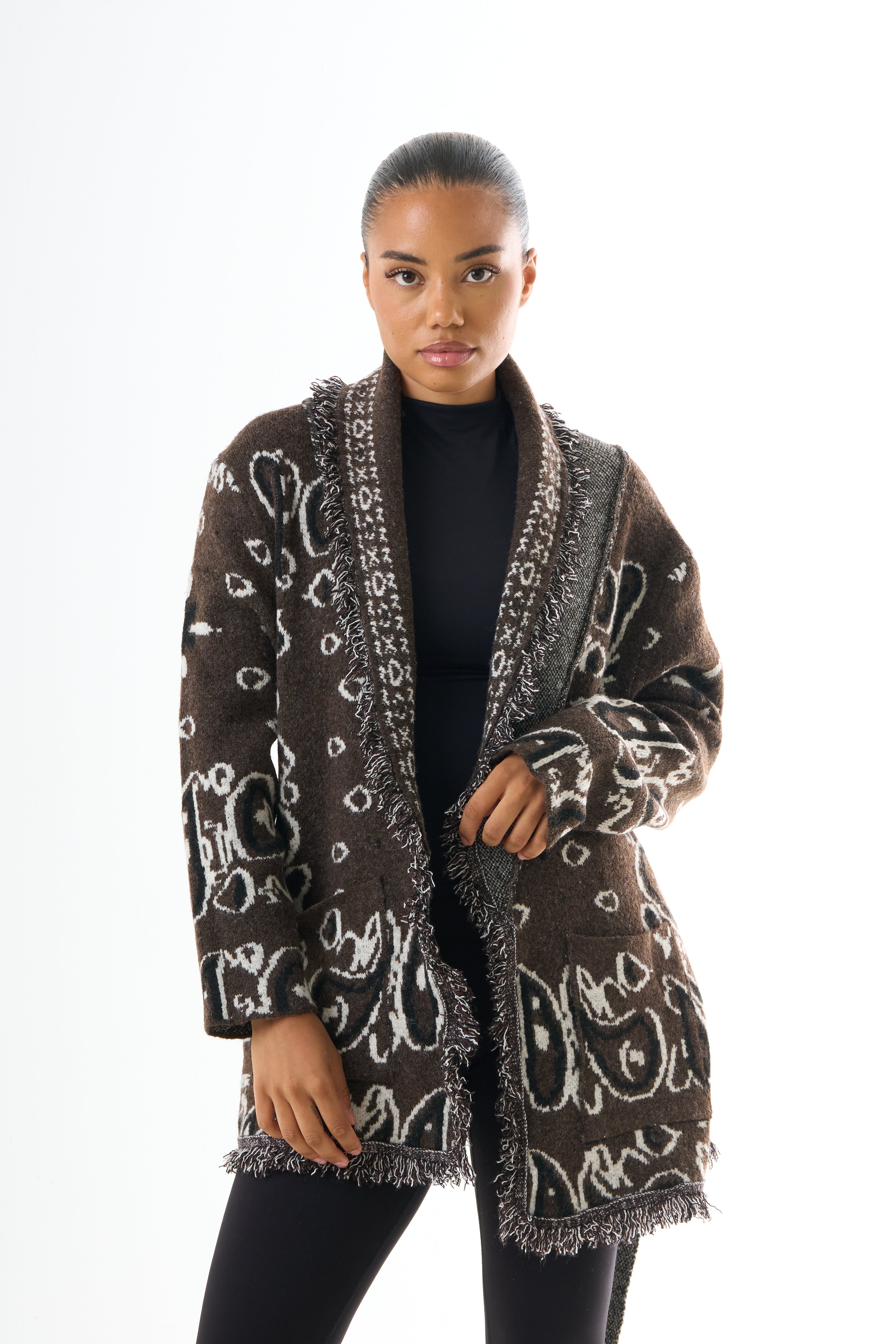 Bandana Cardigan - Brown-1