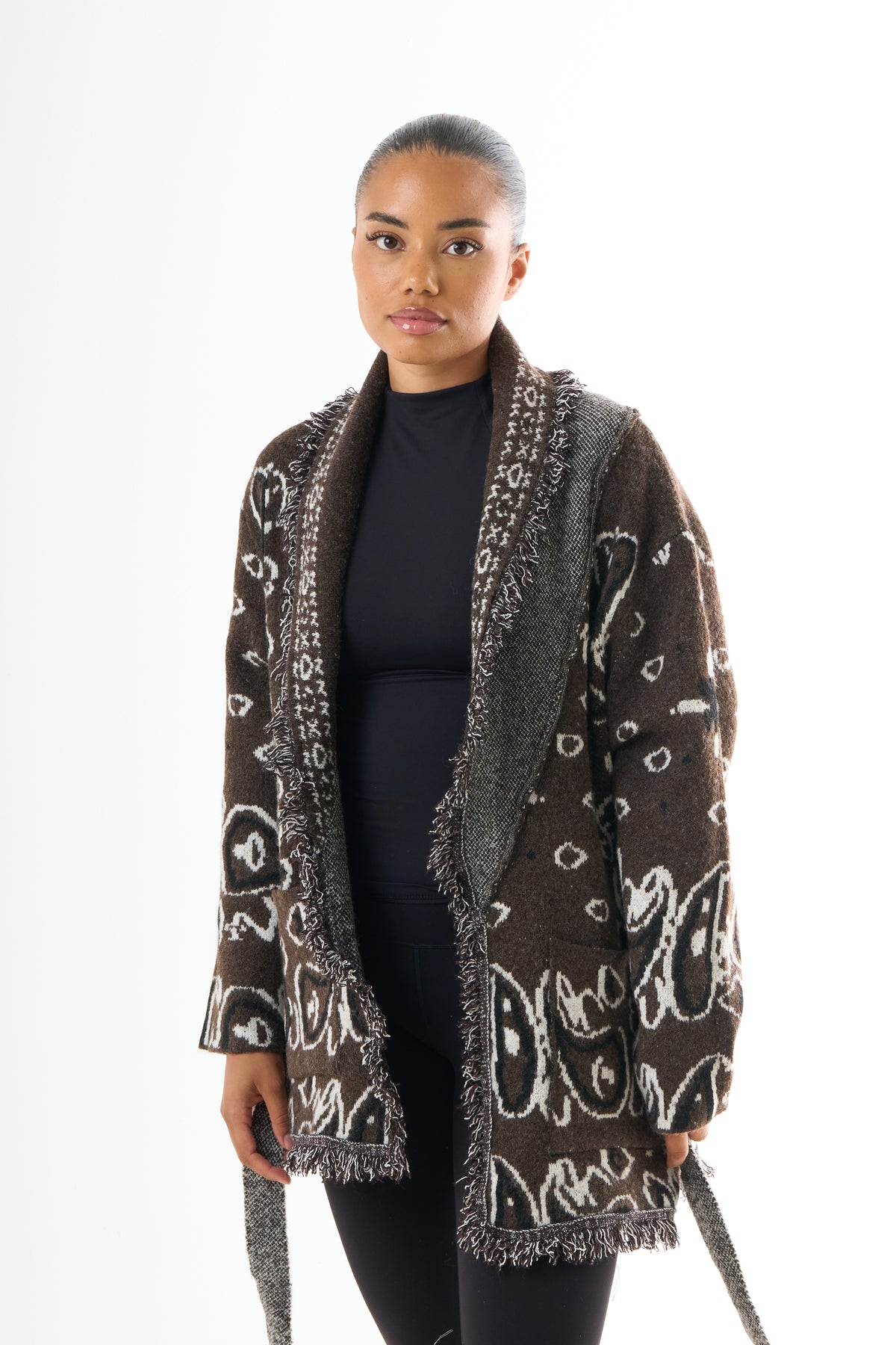 Bandana Cardigan - Brown-2