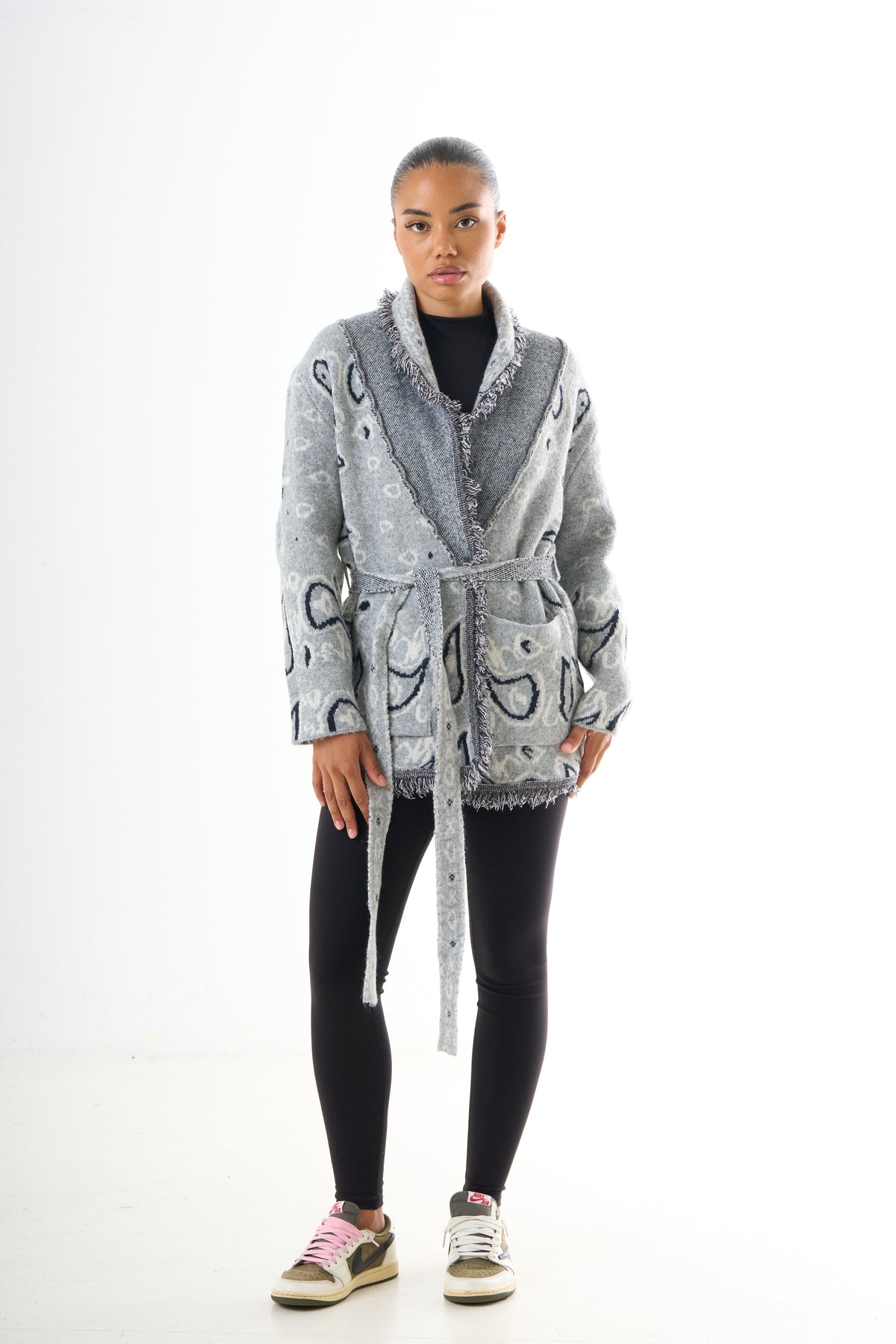 Bandana Cardigan - Grey-1