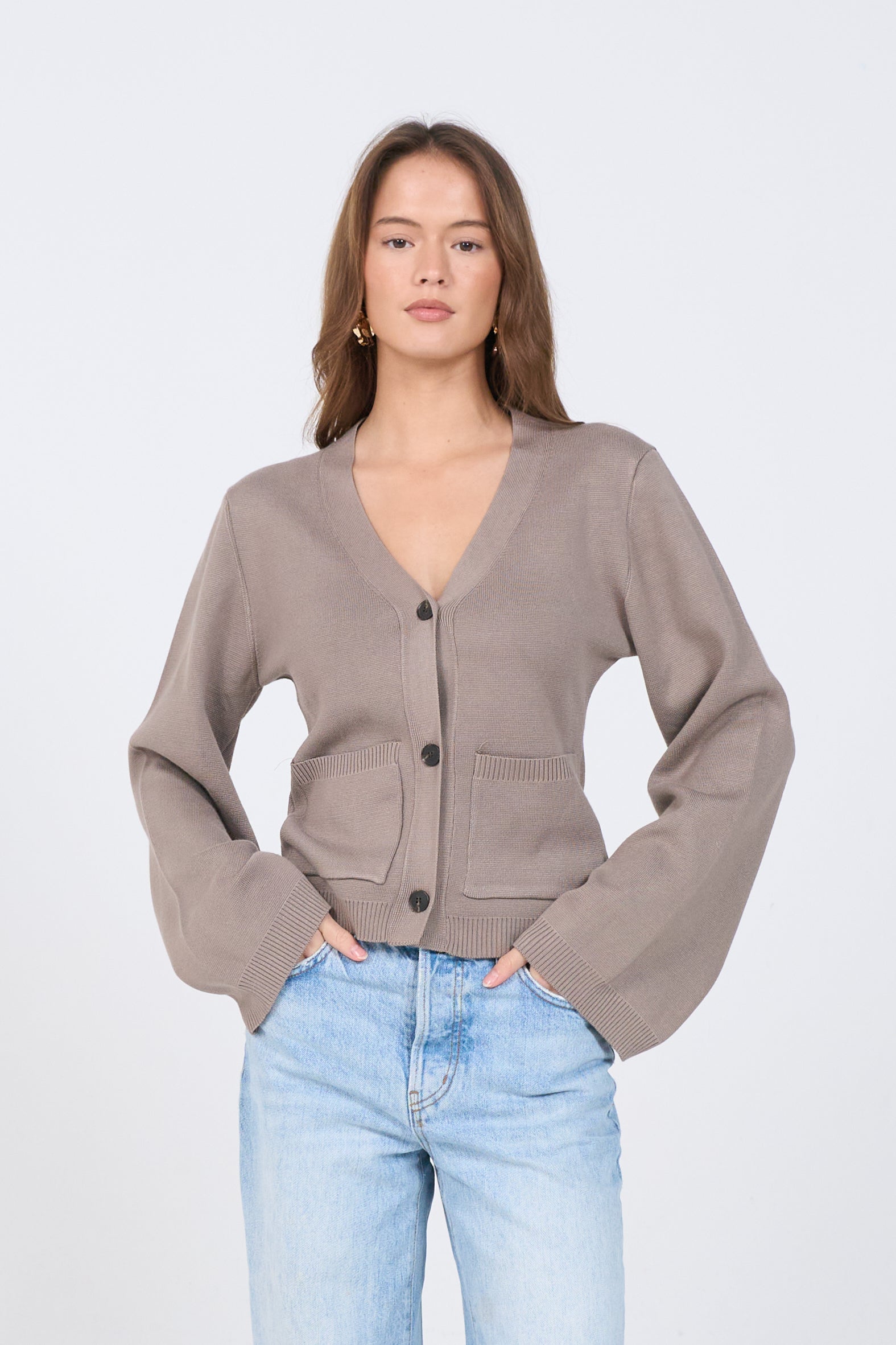Buttoned Knit Cardigan