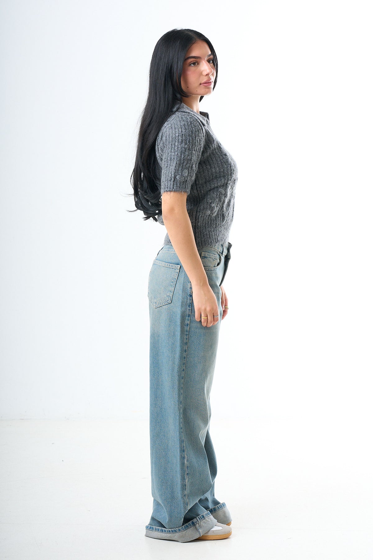 Blossom Knit Polo - Grey-3