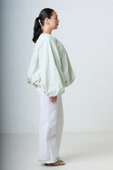Blouse With Balloonsleeves - Emerald Green