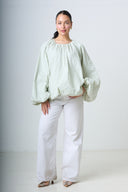 Blouse With Balloonsleeves - Emerald Green