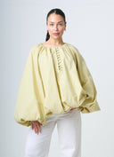 Blouse With Balloonsleeves - Light Green