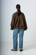 Blouse With Balloonsleeves - Brown