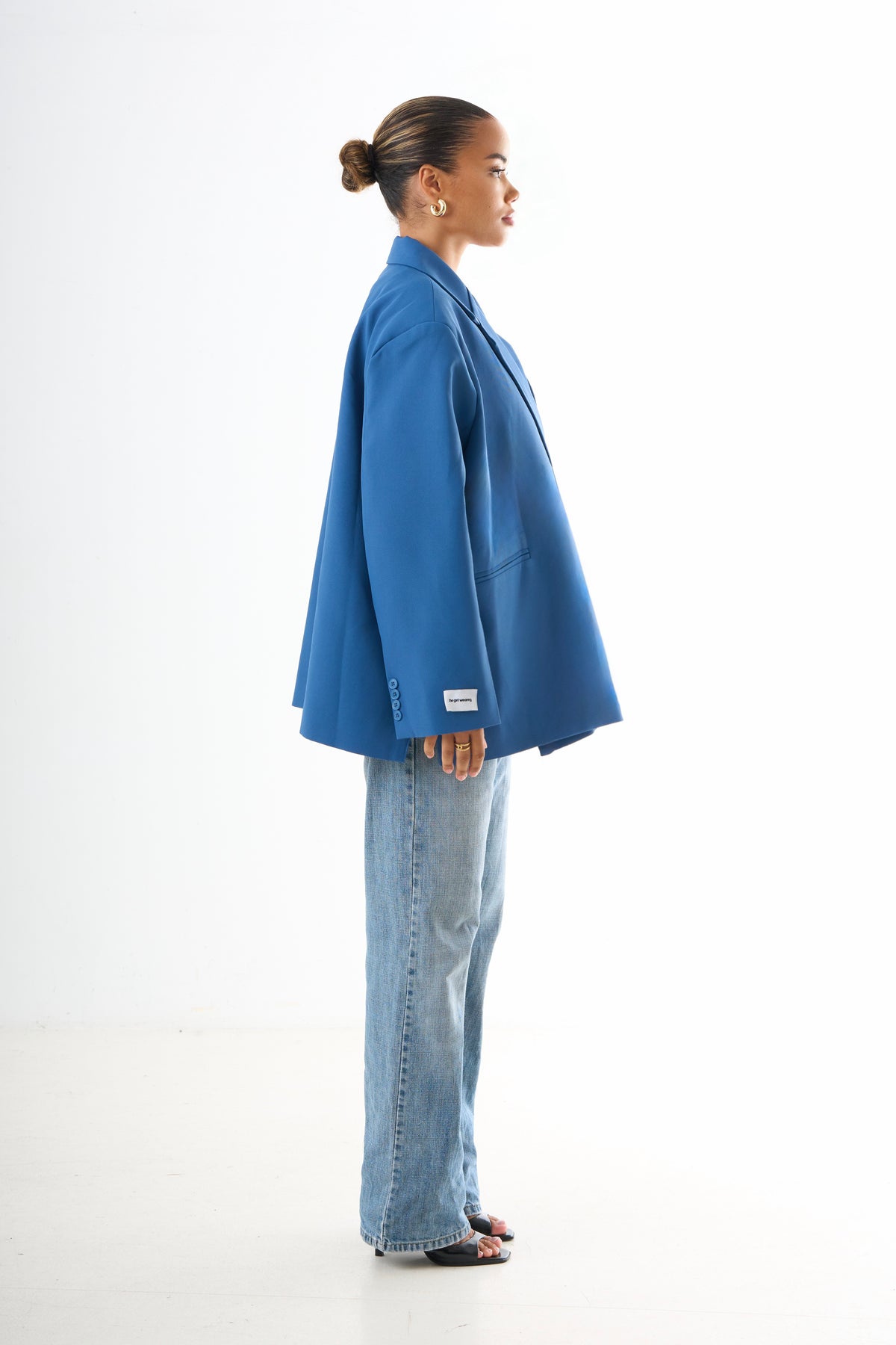 Boxy Oversized Blazer - Blue-3
