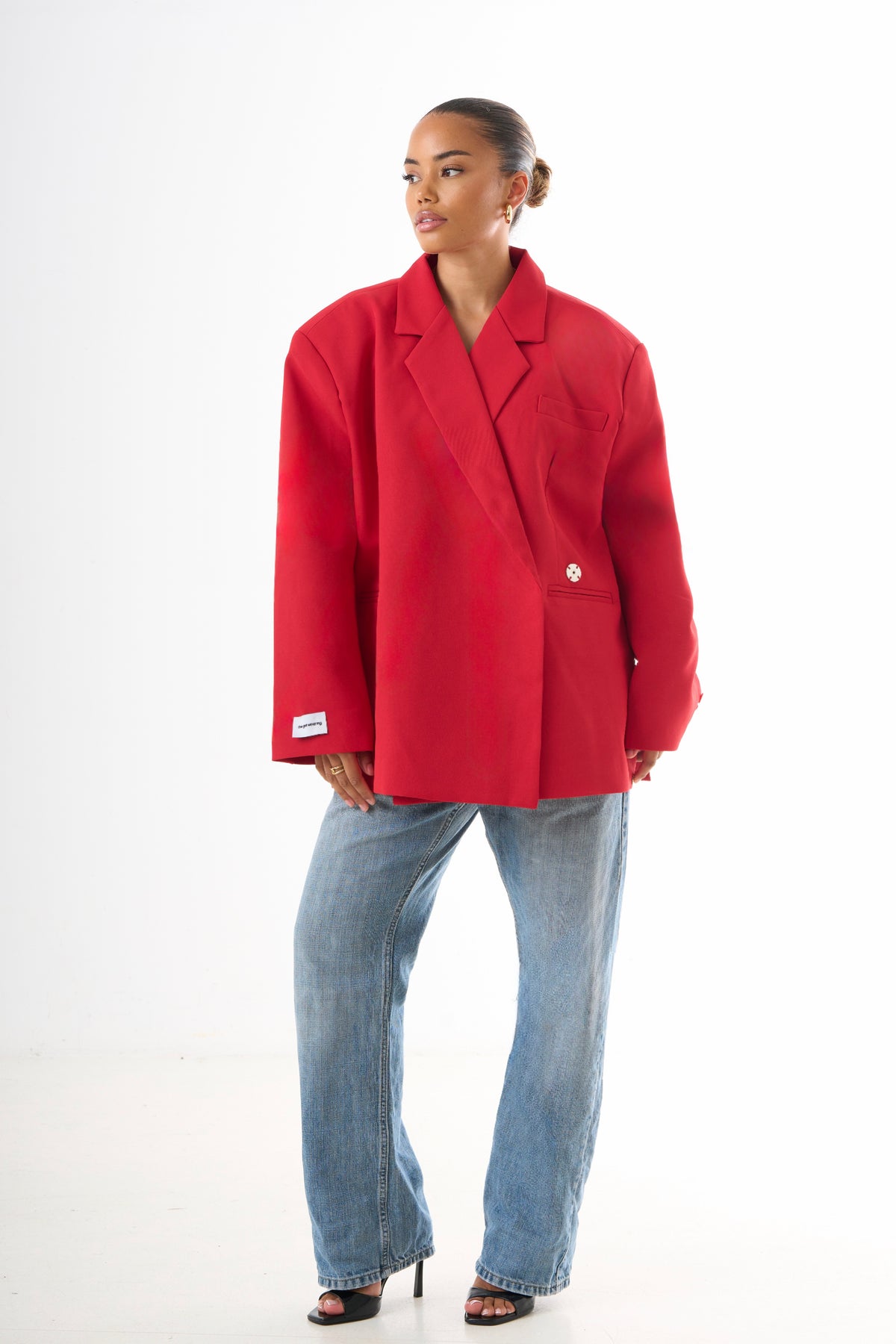 Boxy Oversized Blazer - Red-5