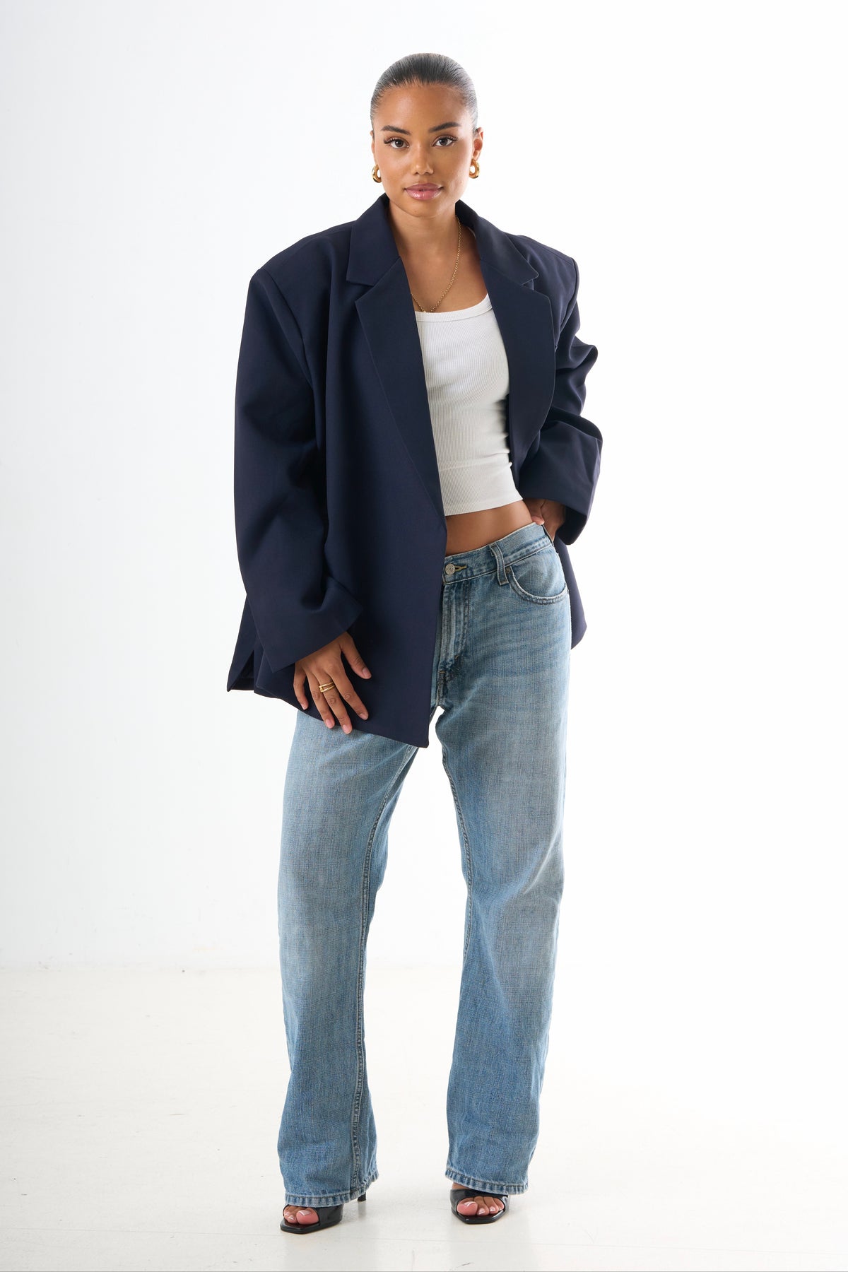 Boxy Oversized Blazer - Navy