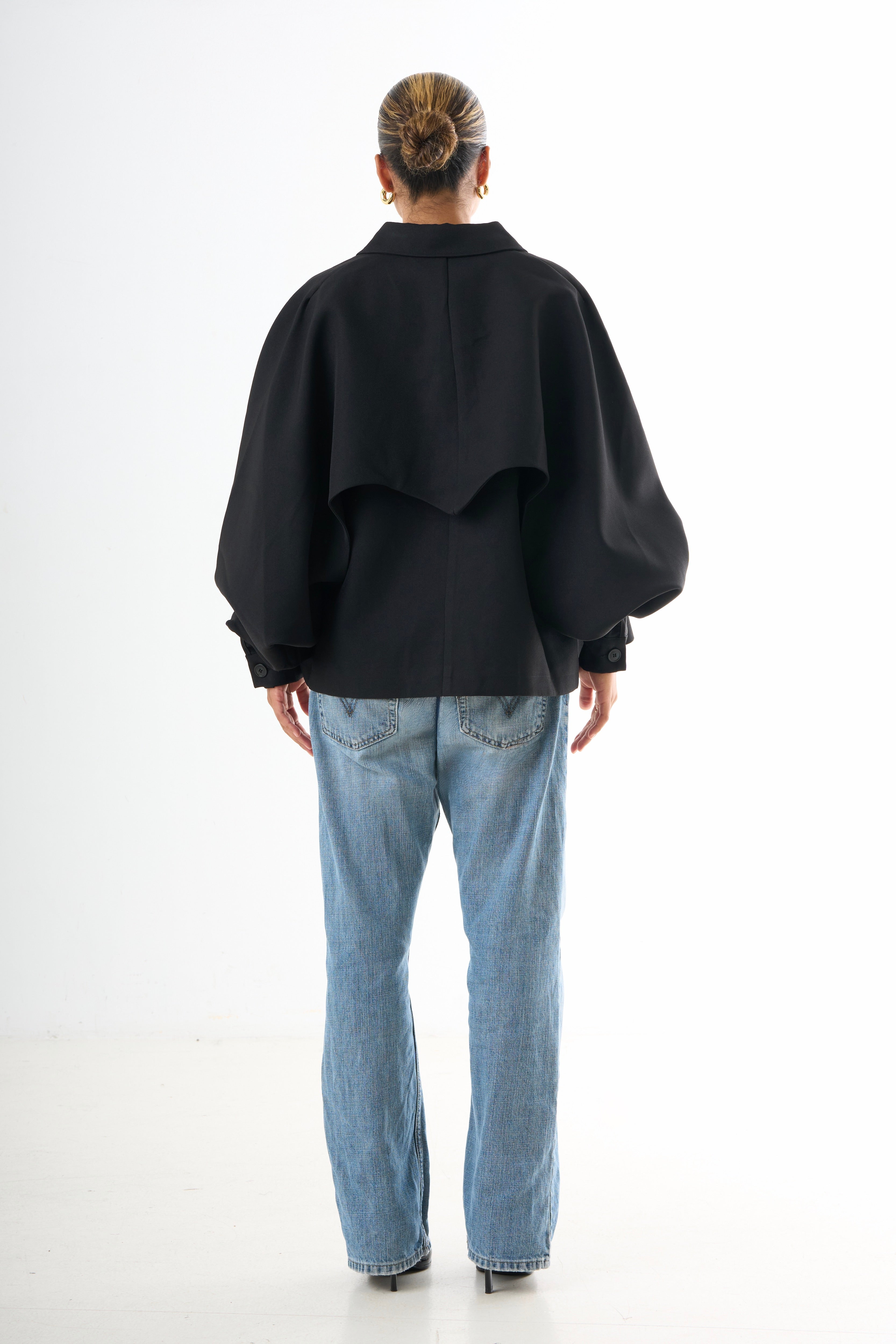 Cape Oversized Jacket - Black-4