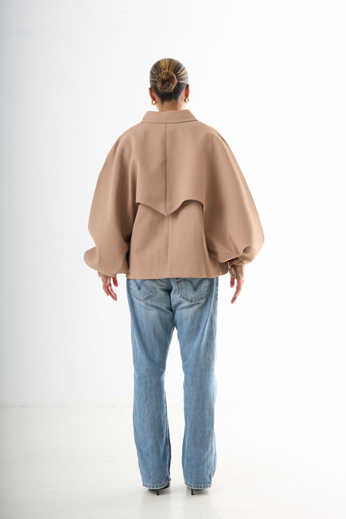 Cape Oversized Jacket - Camel-5