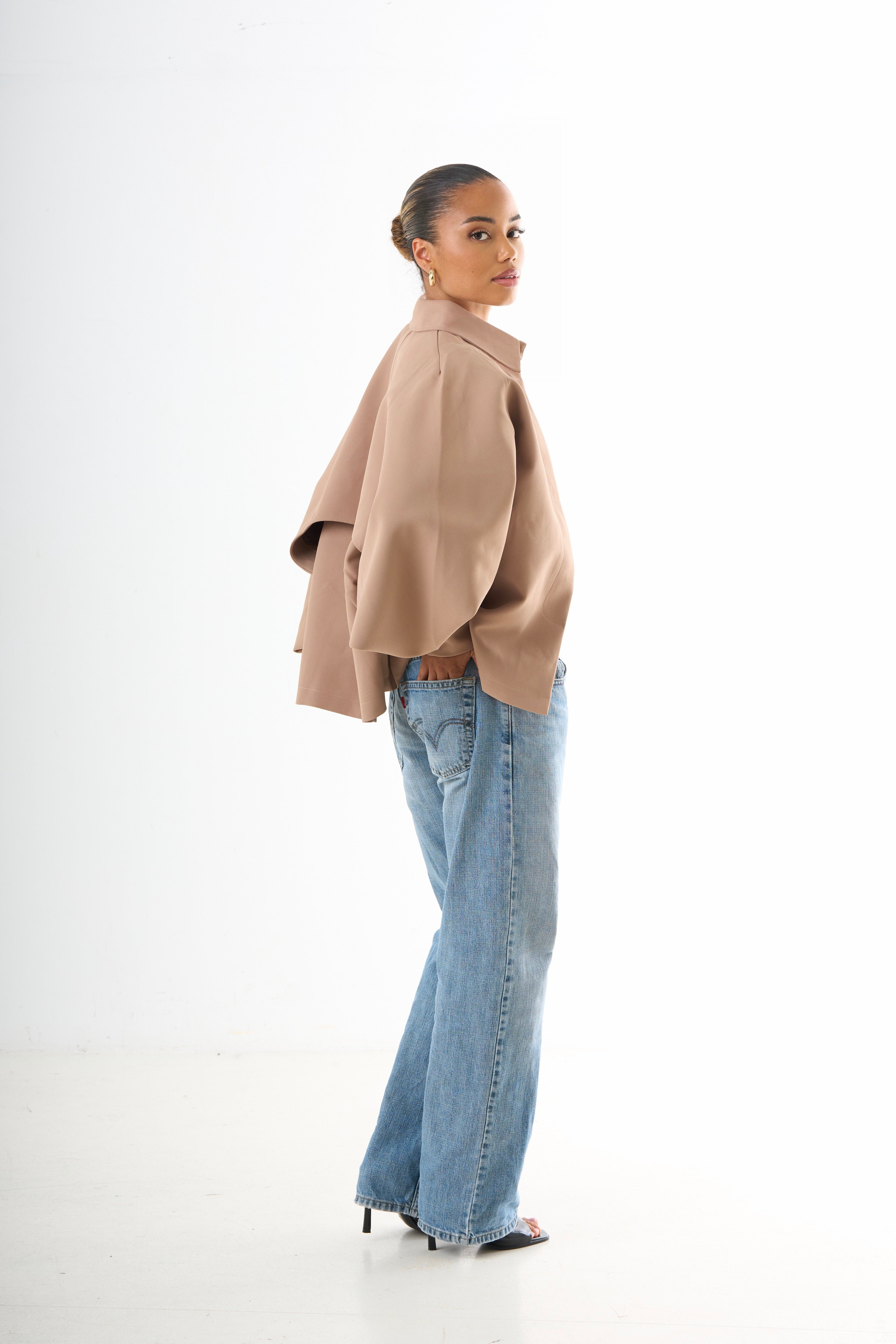 Cape Oversized Jacket - Camel-1