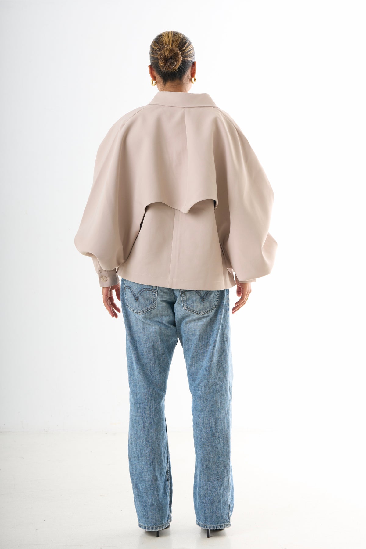 Cape Oversized Jacket - Dark Beige-4