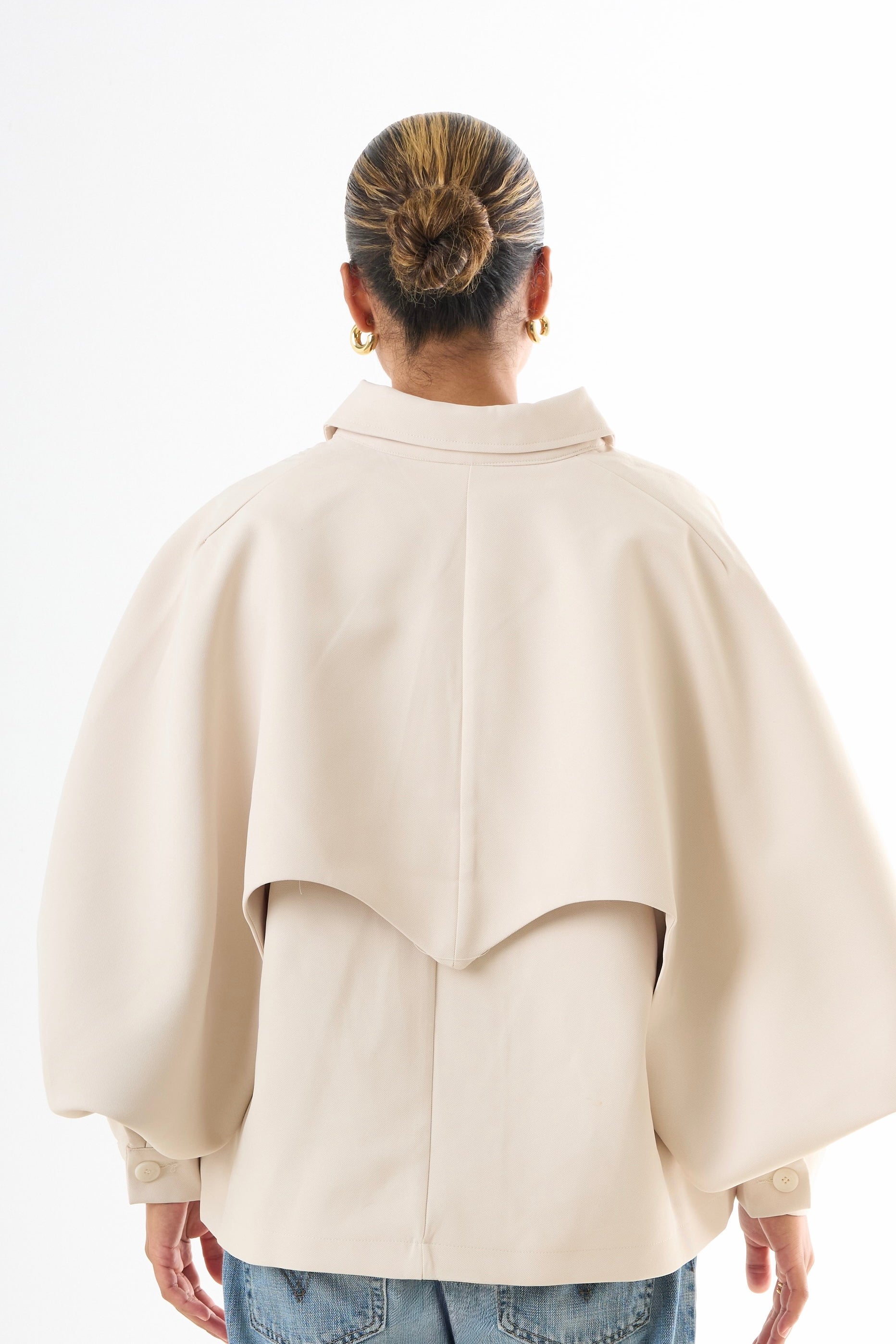 Cape Oversized Jacket - Light Beige-3