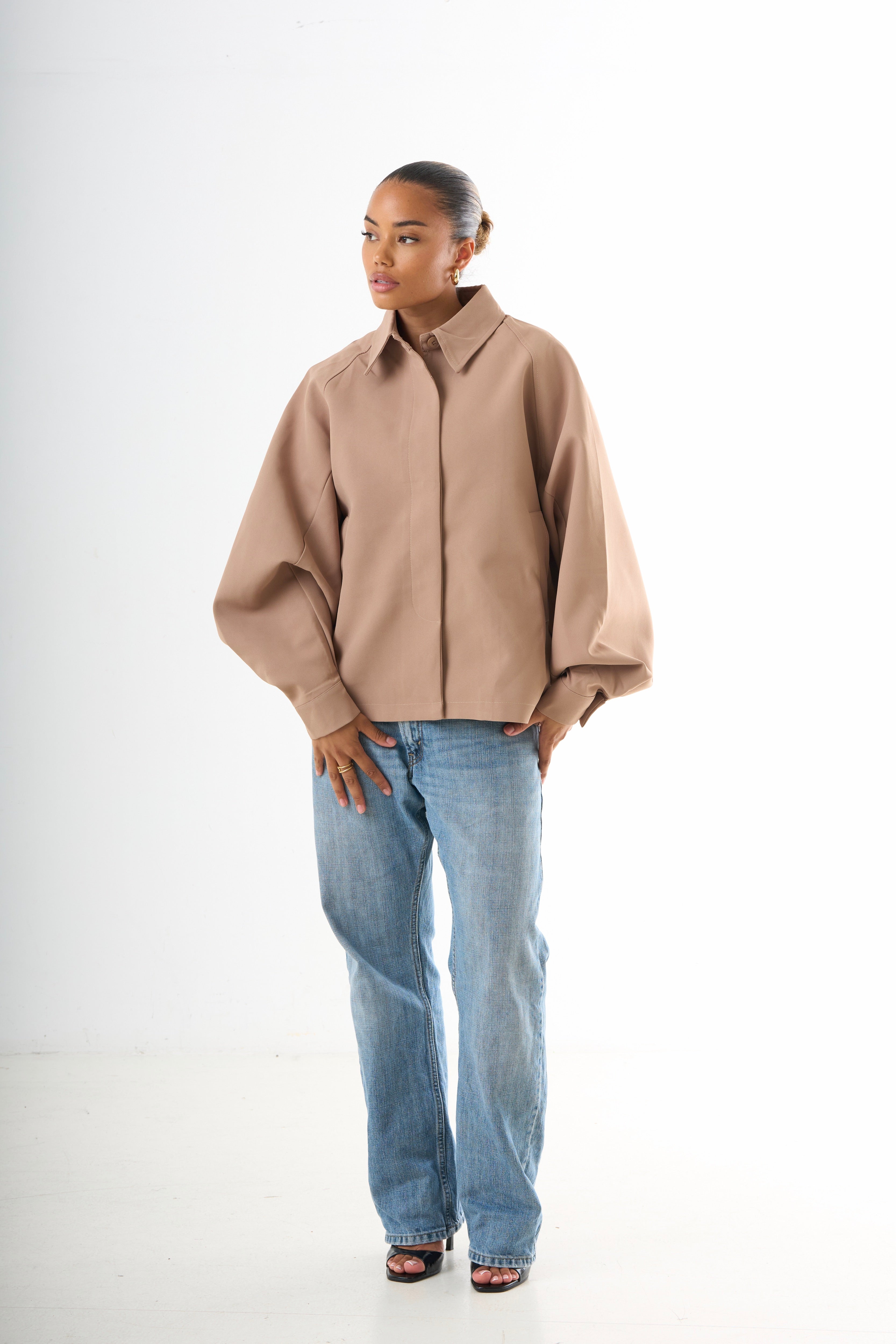 Cape Oversized Jacket - Camel-3