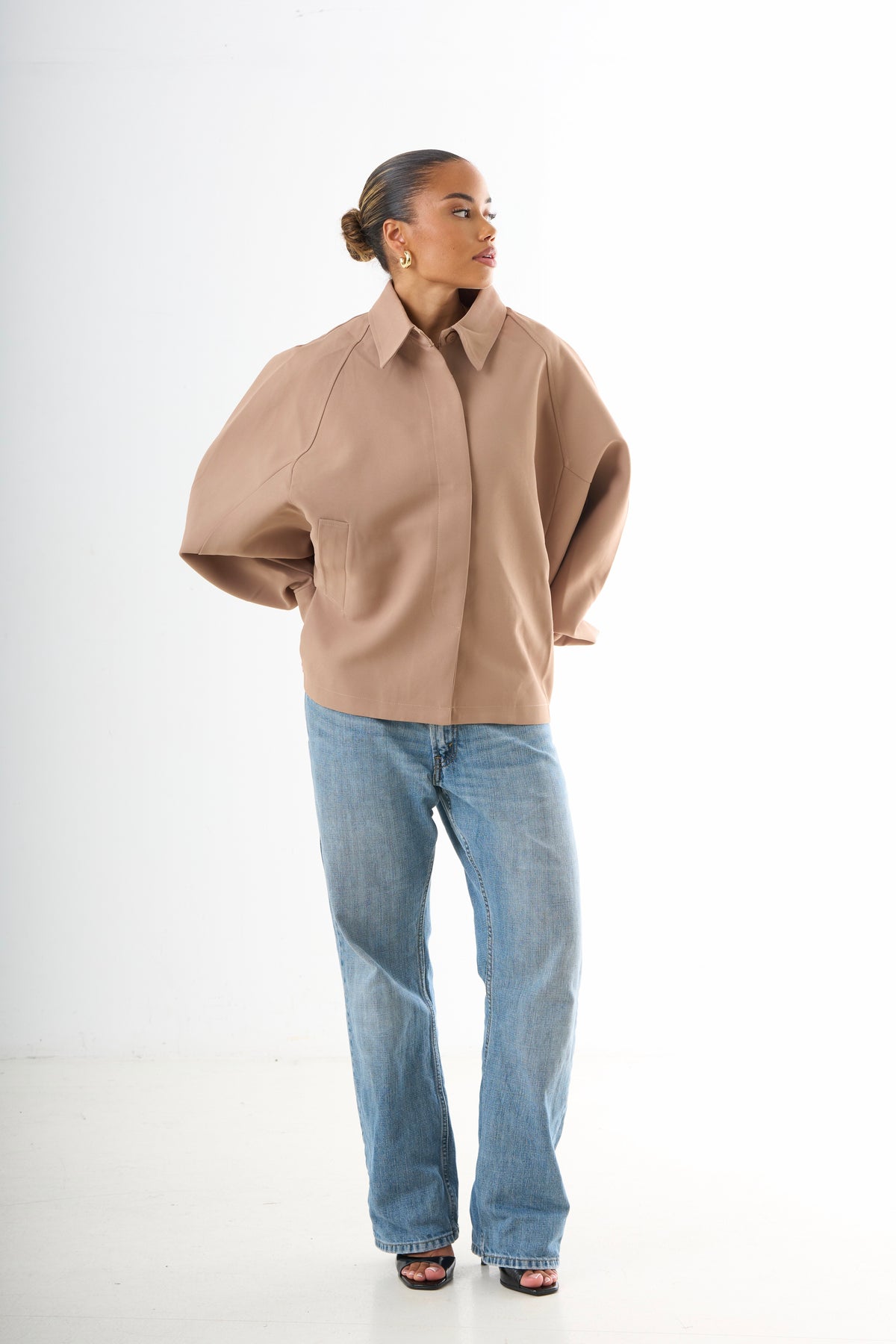 Cape Oversized Jacket - Camel-7