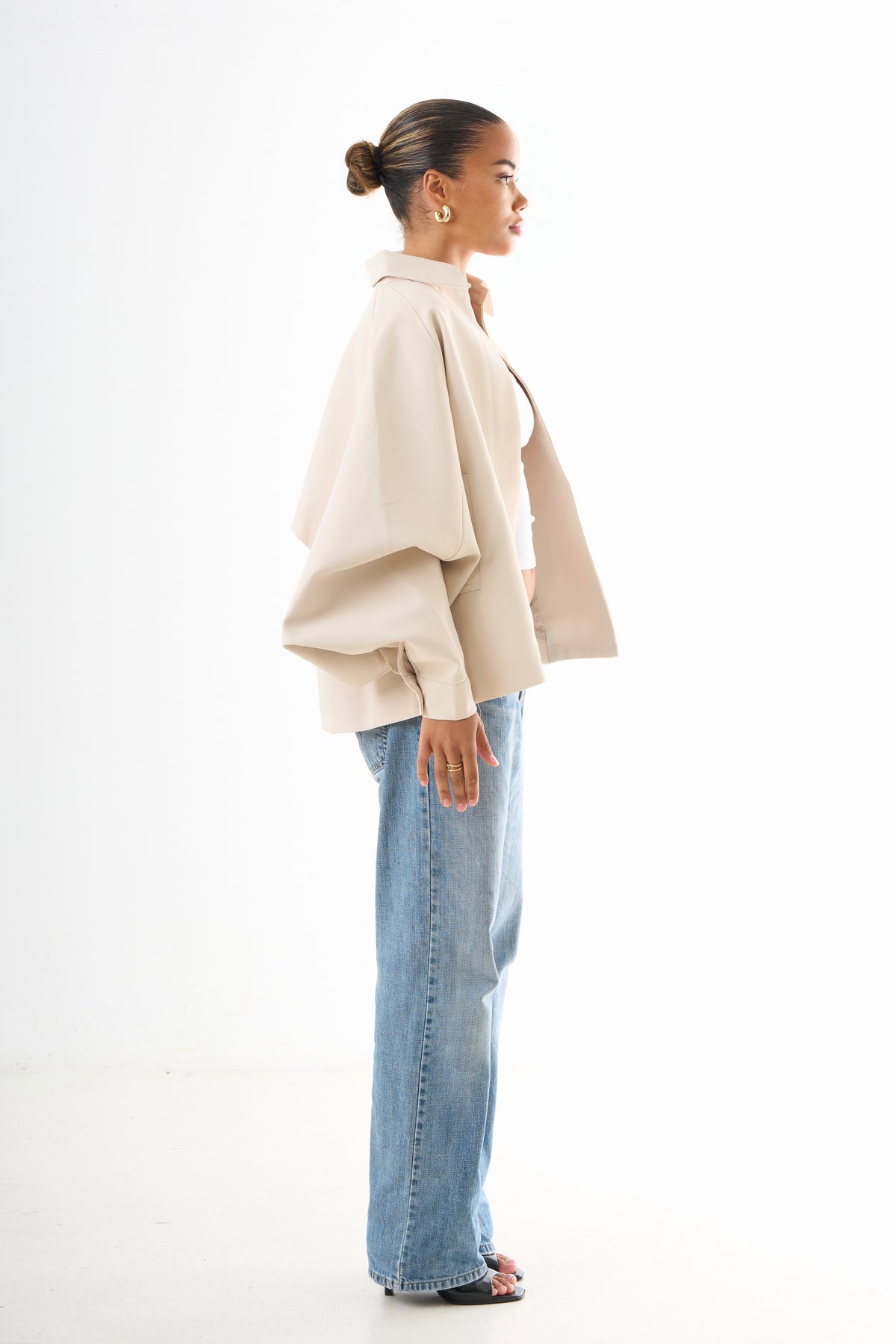 Cape Oversized Jacket - Light Beige-6