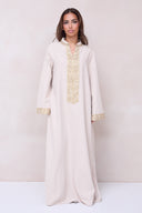 Classic Embroidered Abaya - Beige
