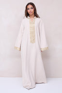 Classic Embroidered Abaya - Beige