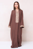 Classic Embroidered Abaya - Brown