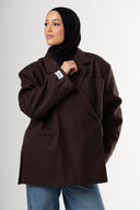 Dad Oversized Striped-Blazer - Brown