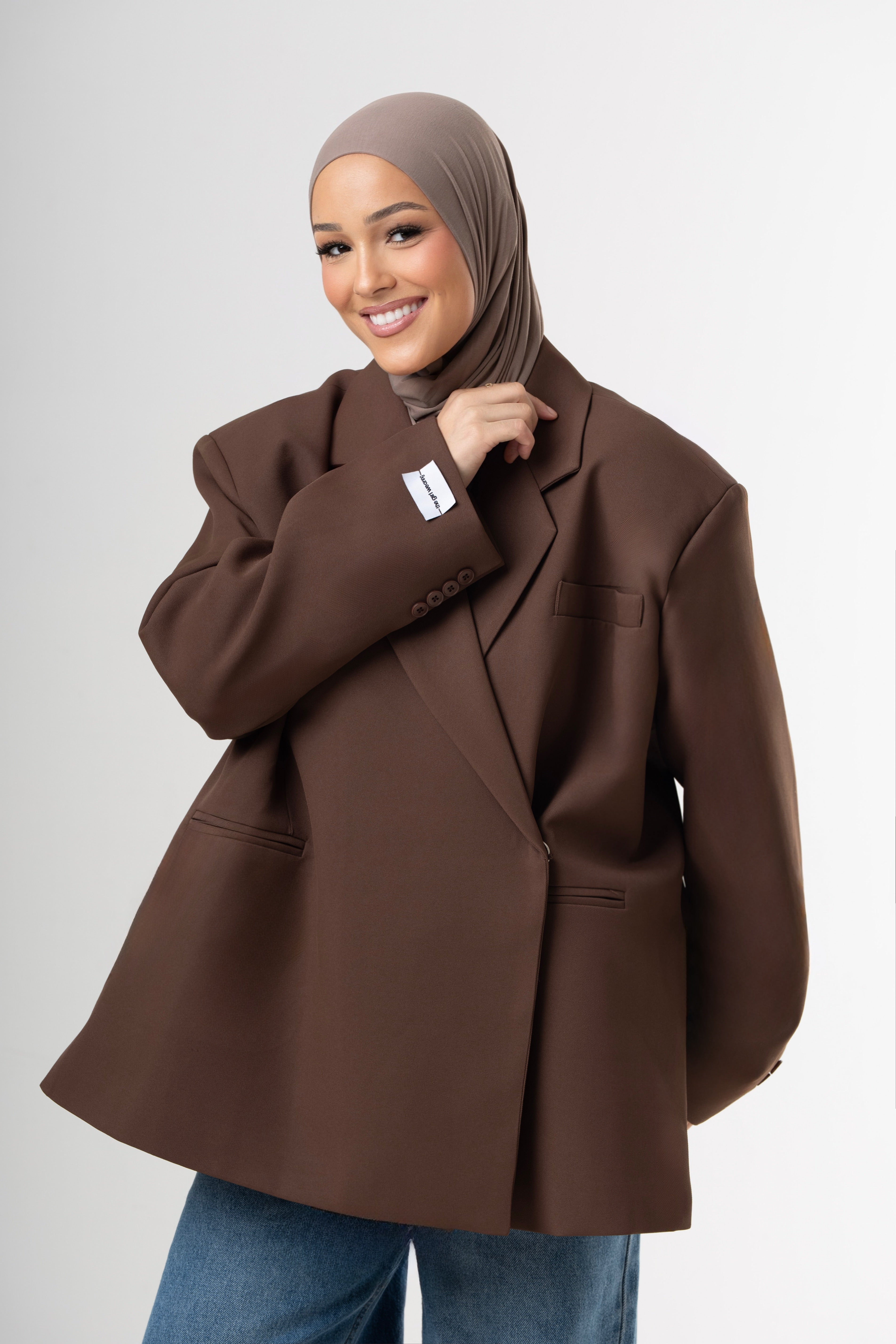 Boxy Oversized Blazer - Brown