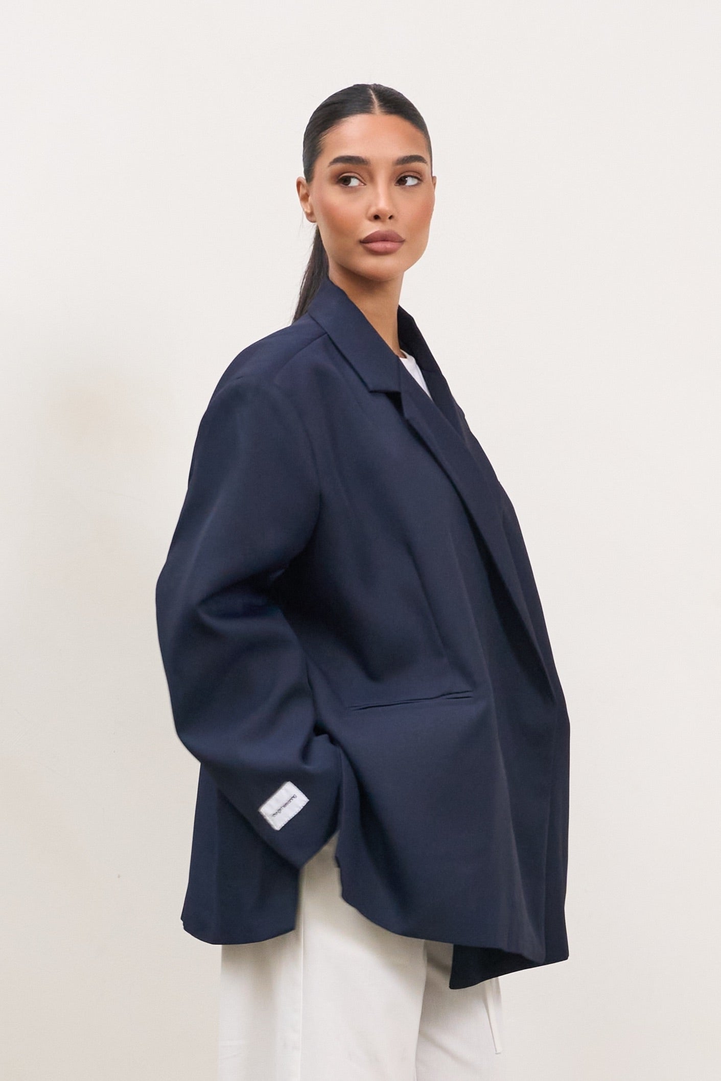 Dad Oversized Blazer - Navy-4