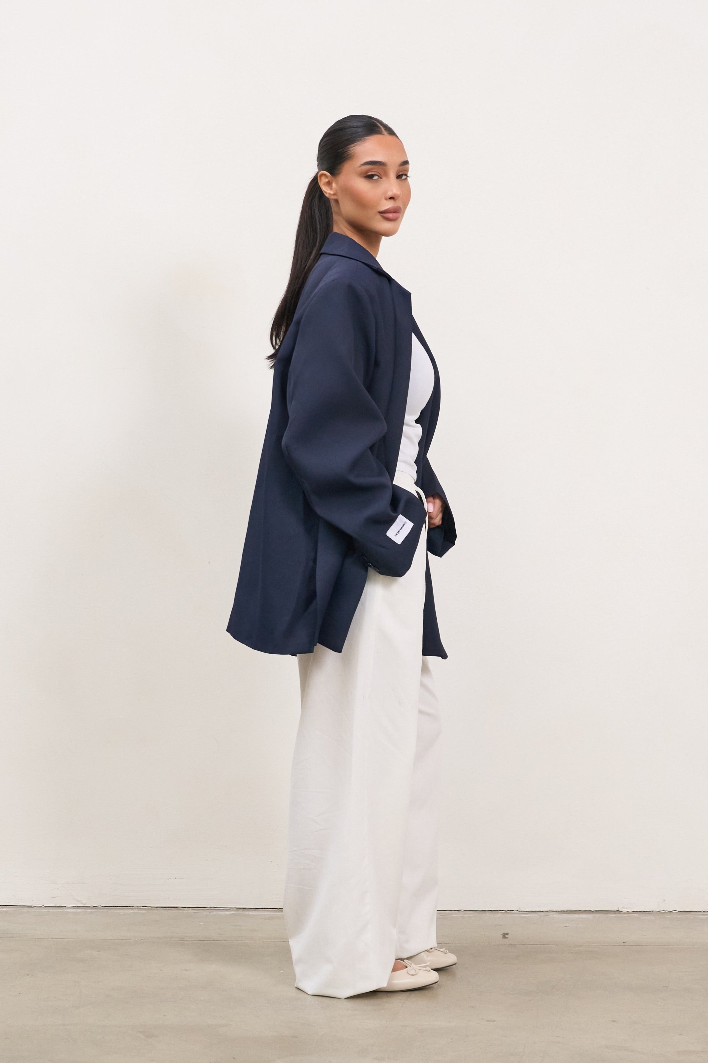 Dad Oversized Blazer - Navy-3