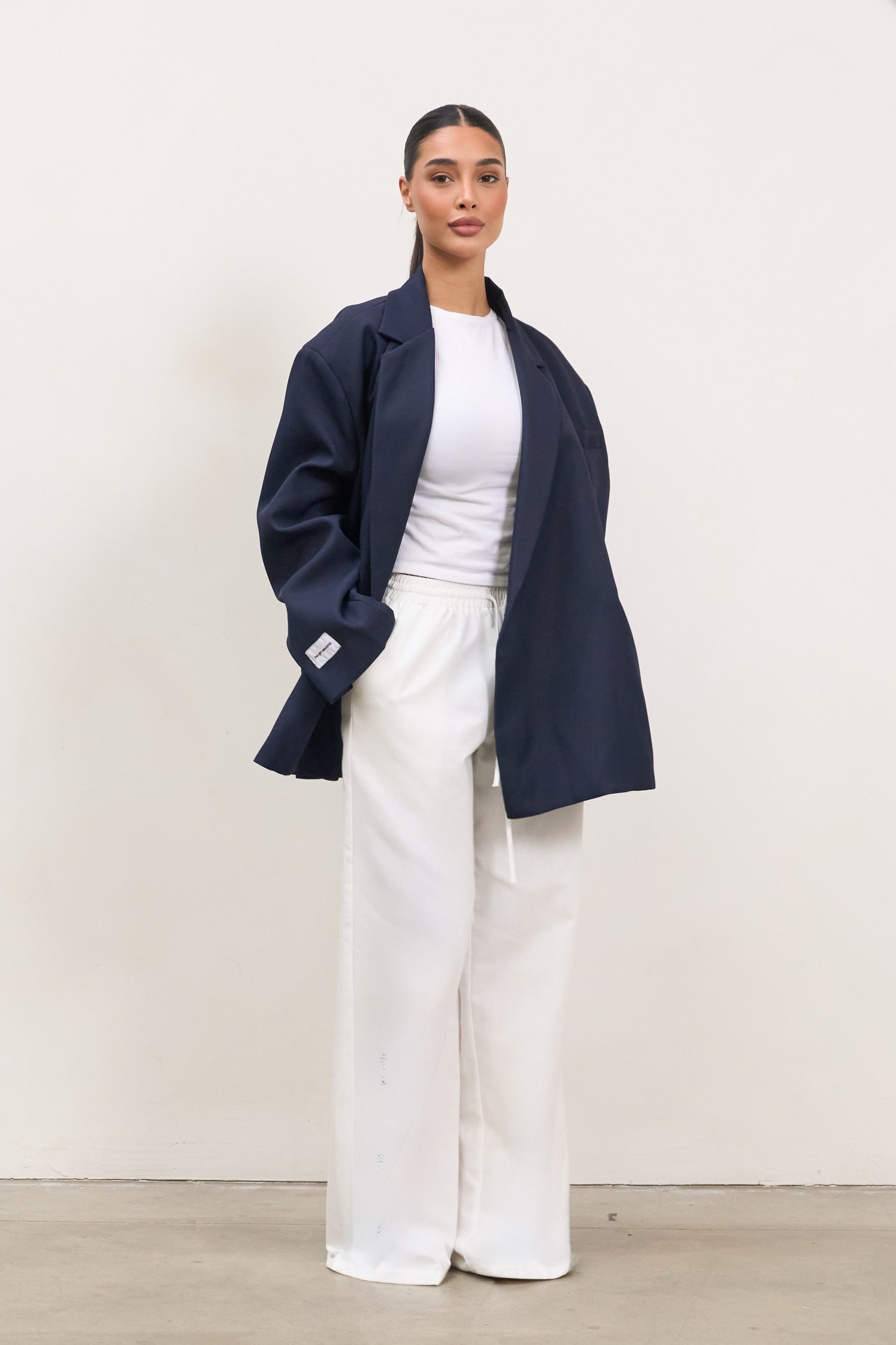 Dad Oversized Blazer - Navy-5