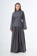Double Button Two-Piece Set - Grey
