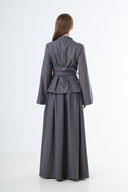 Double Button Two-Piece Set - Grey
