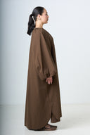 Dress With Balloonsleeves - Brown