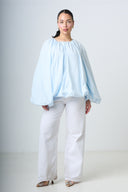 Blouse With Balloonsleeves - Light Blue
