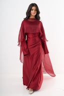 Elegant Cape Dress - Red