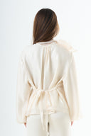 Glossy tie-back blouse - Cream