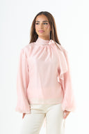Glossy tie-back blouse - Pink