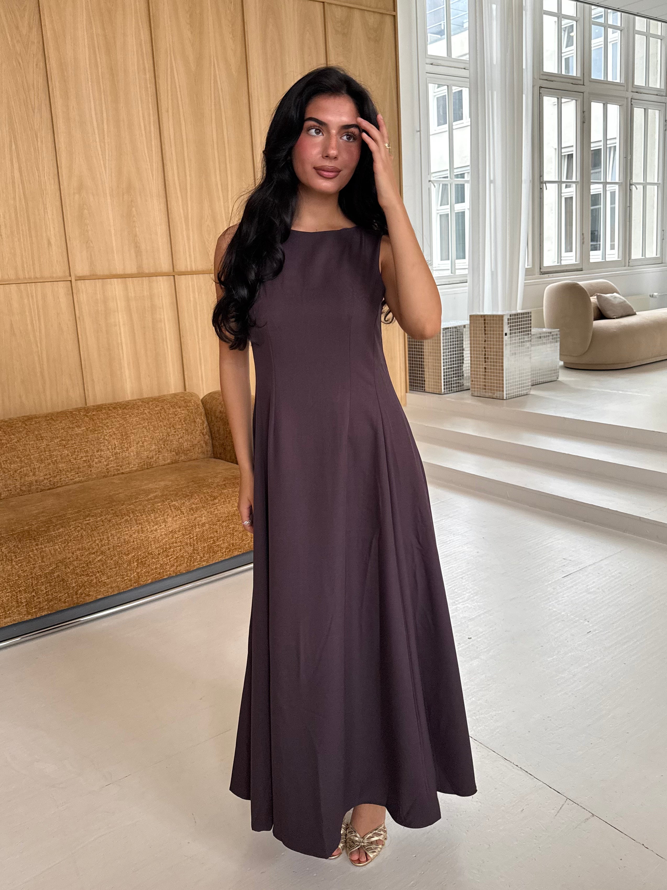 Half Sleeves Dress - Plum