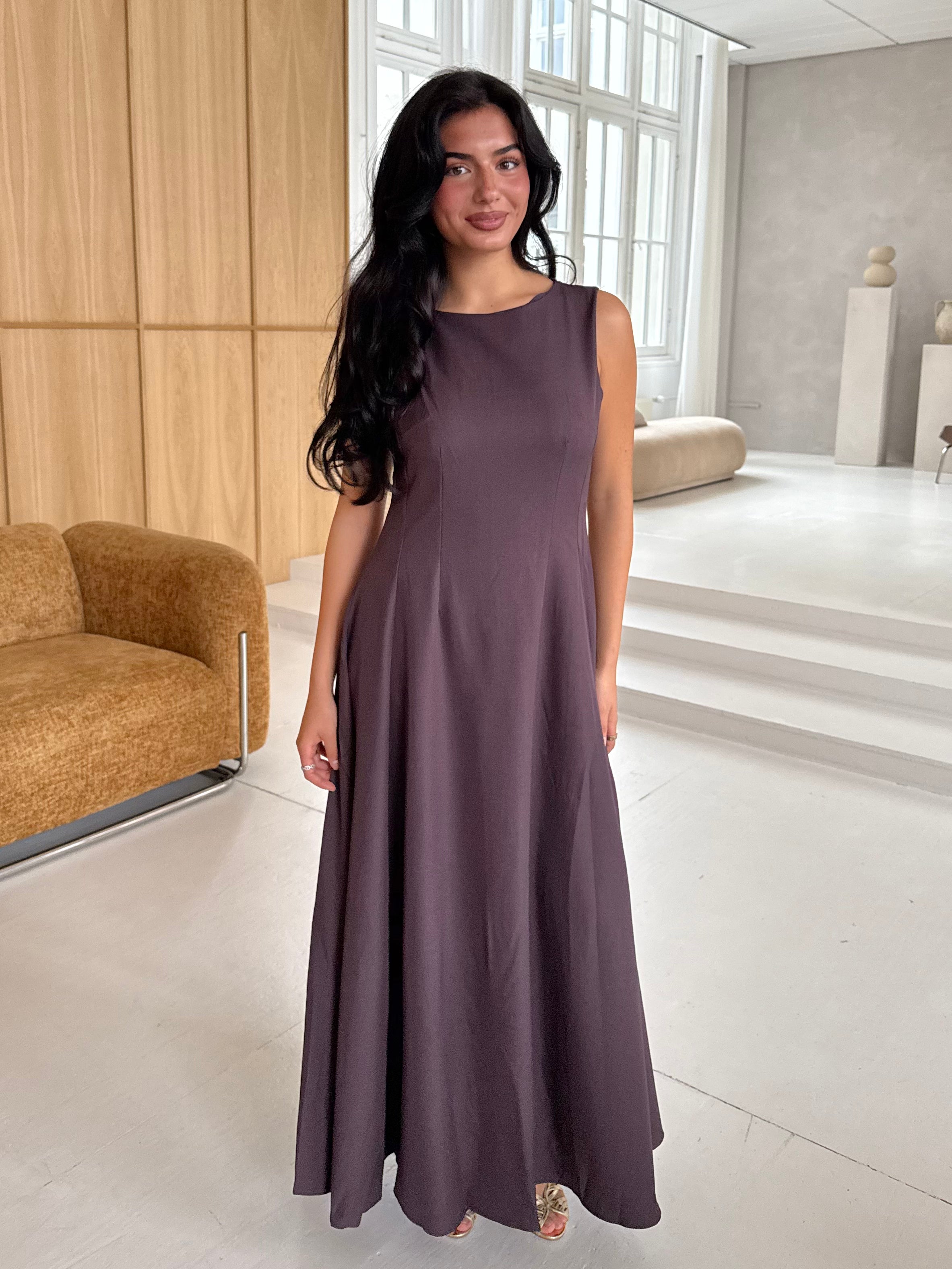 Half Sleeves Dress - Plum