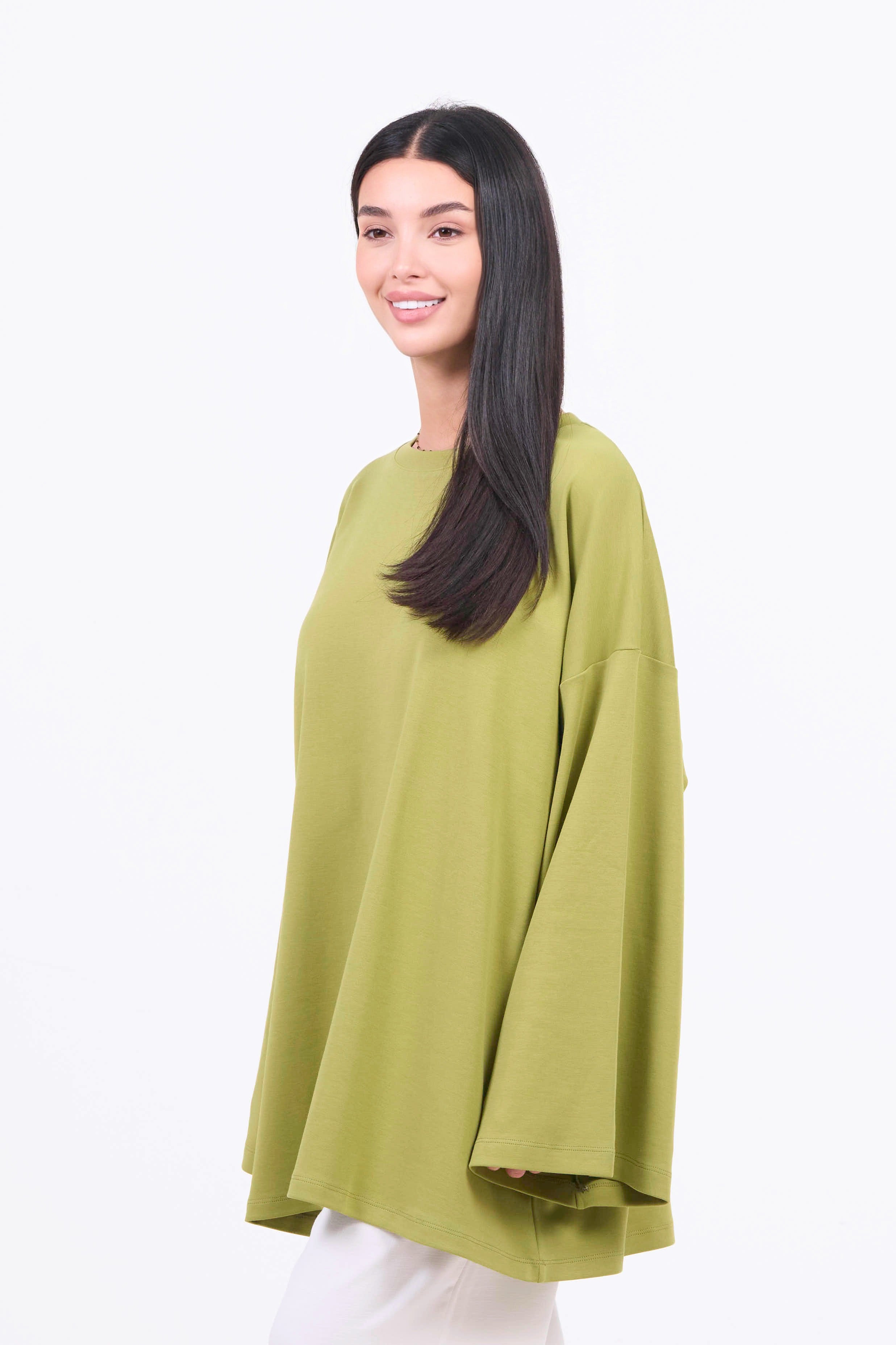 Heavyweight Oversized Long-Sleeved T-shirt - Pistachio