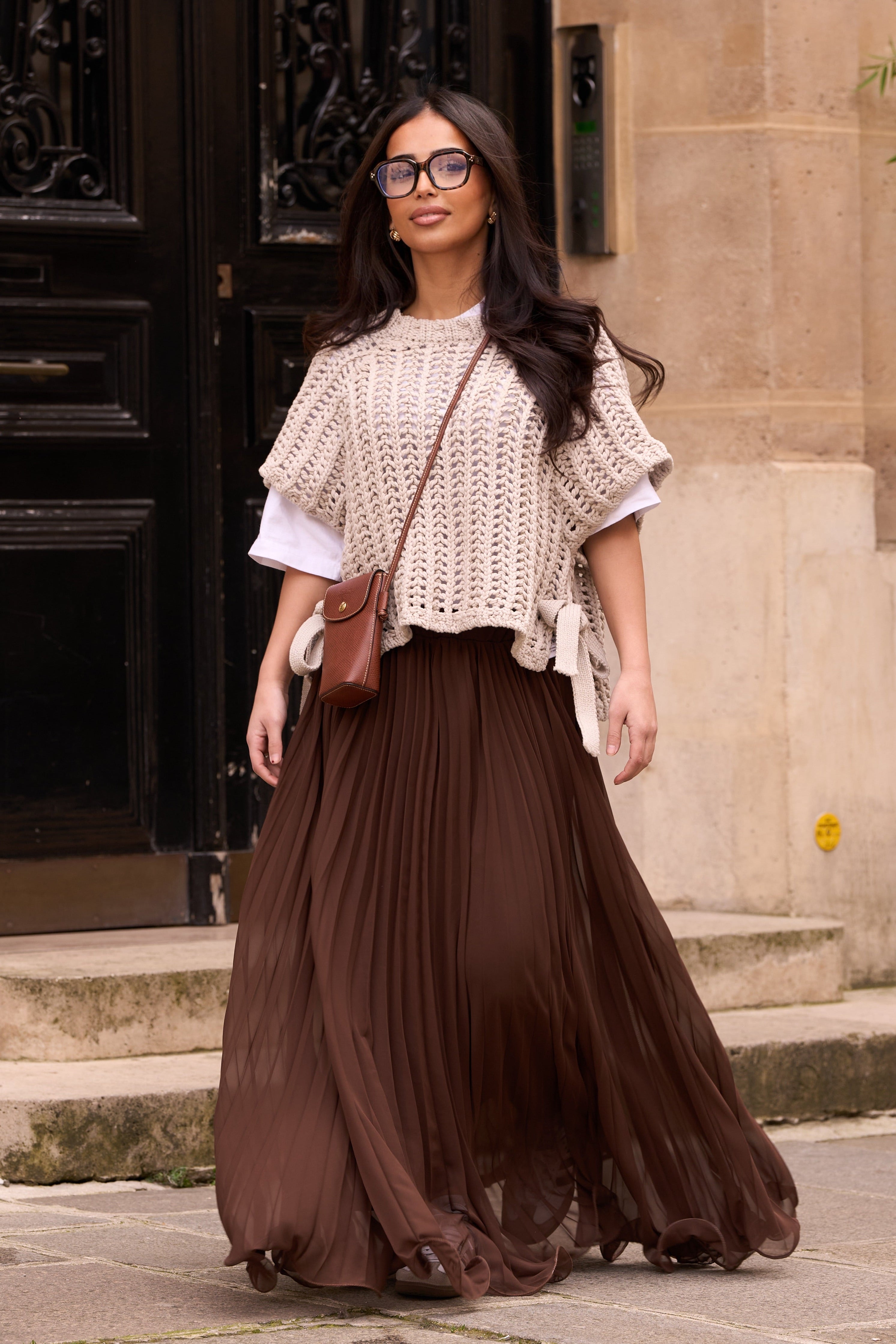 Plisse Skirt - Brown