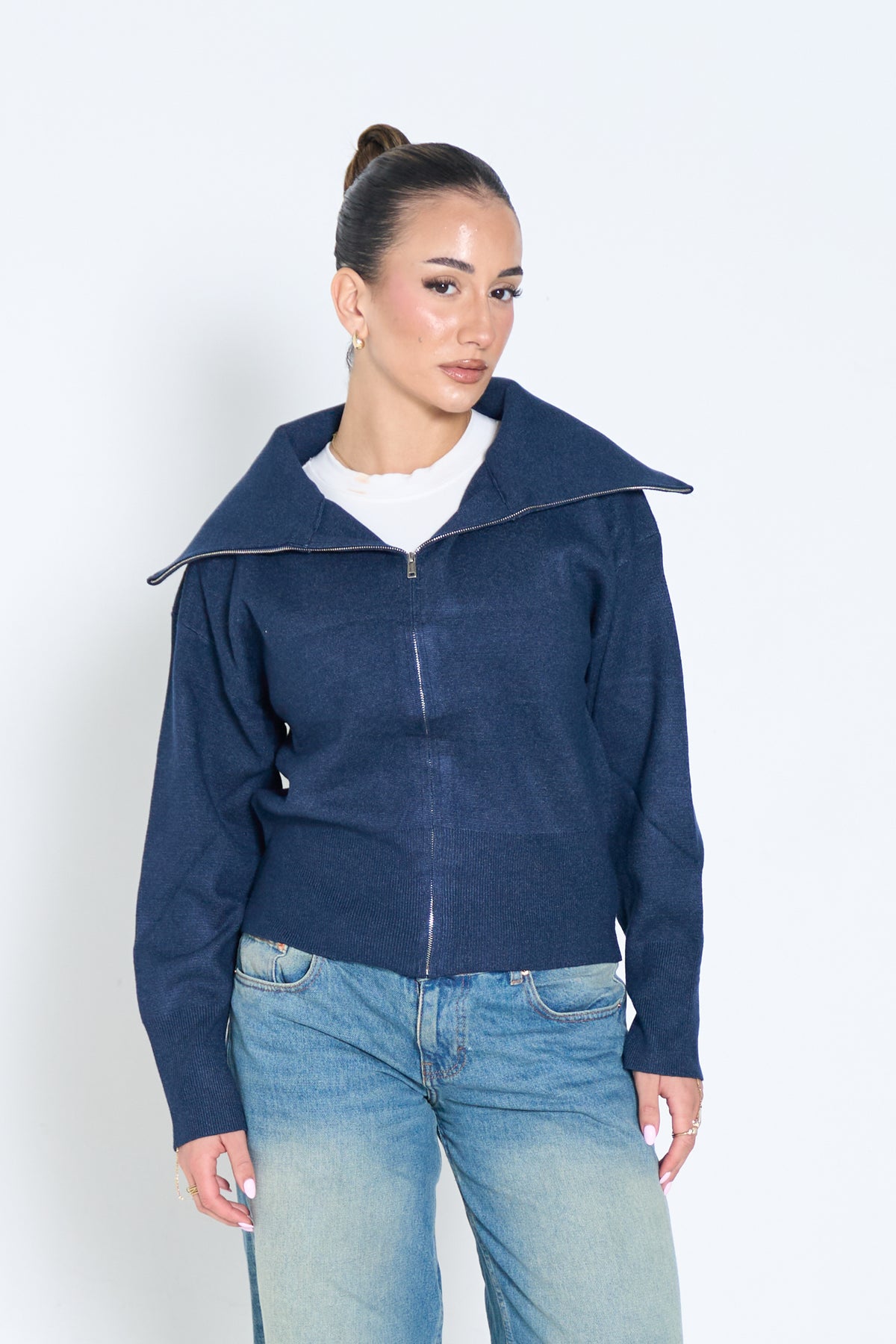 Knit Zip-up Cardigan-2