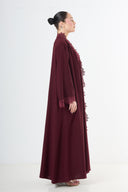 Lace Abaya Set - Wine