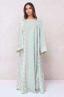 Luxury Embroidered Abaya Set - Green