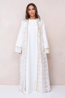 Luxury Embroidered Abaya Set - White