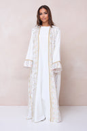 Luxury Embroidered Abaya Set - White
