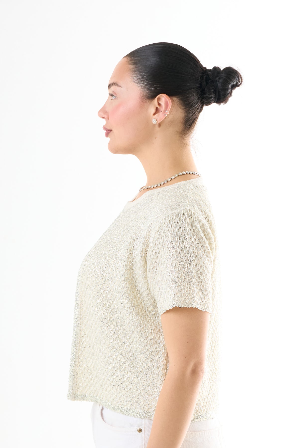 Midnight Sparkle Top Set - White-3